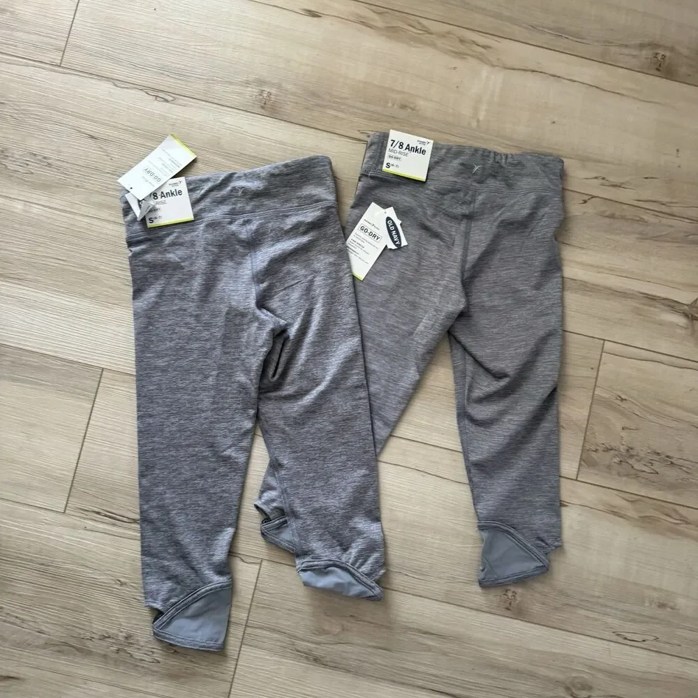 NWT 2 Pair Girls Old Navy Ankle Gray Leggings Athletic Jogger Pants Size 7/8